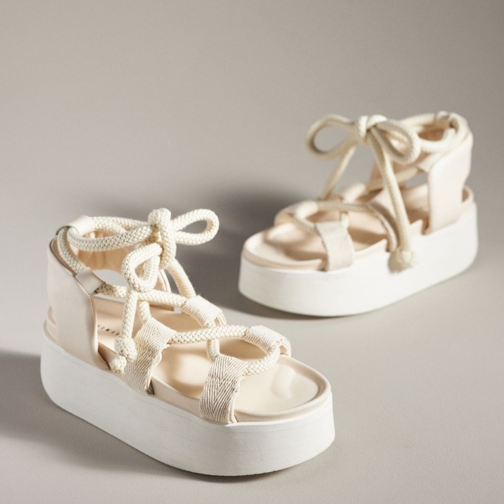 Anthropologie Inuikii Cord Artemis Lace-Up Sandals